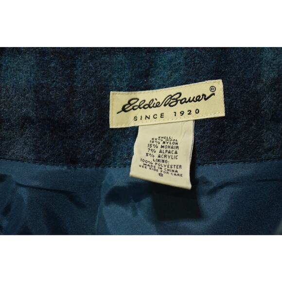 Eddie Bauer Blue Wool Blend Plaid Midi Skirt – Size 8 - Picture 3 of 3